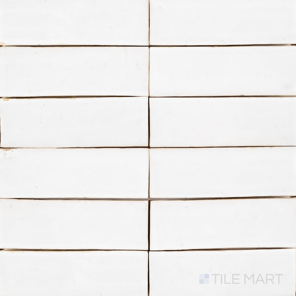 Zellige Classique Atlas White 2X6 Glossy Terracotta Subway Hand Cut Ti