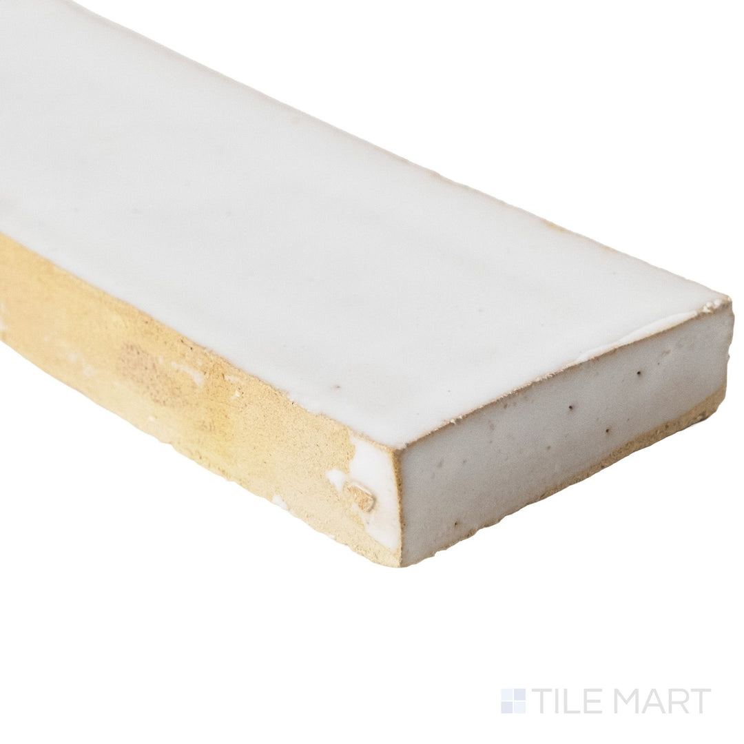 Zellige Classique Atlas White 2X6 Glossy Terracotta Subway Hand Cut Tile