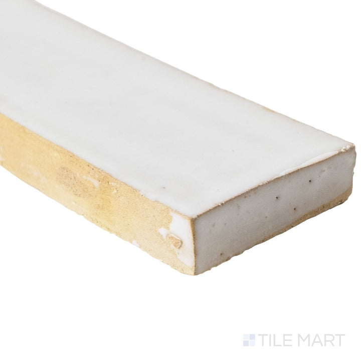 Zellige Classique Atlas White 2X6 Glossy Terracotta Subway Hand Cut Tile