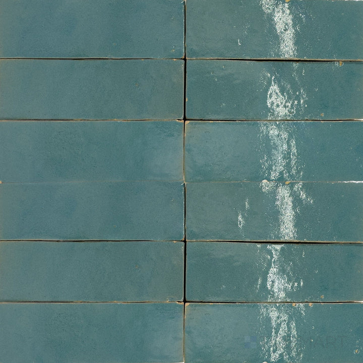 Zellige Classique Blue City 2X6 Glossy Terracotta Subway Hand Cut Tile