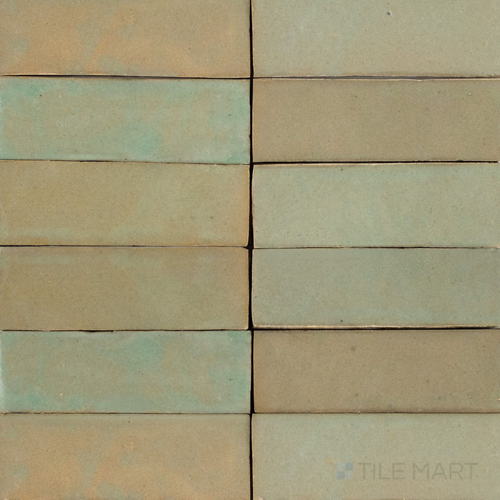 Zellige Classique Mint Tea 2X6 Glossy Terracotta Subway Hand Cut Tile