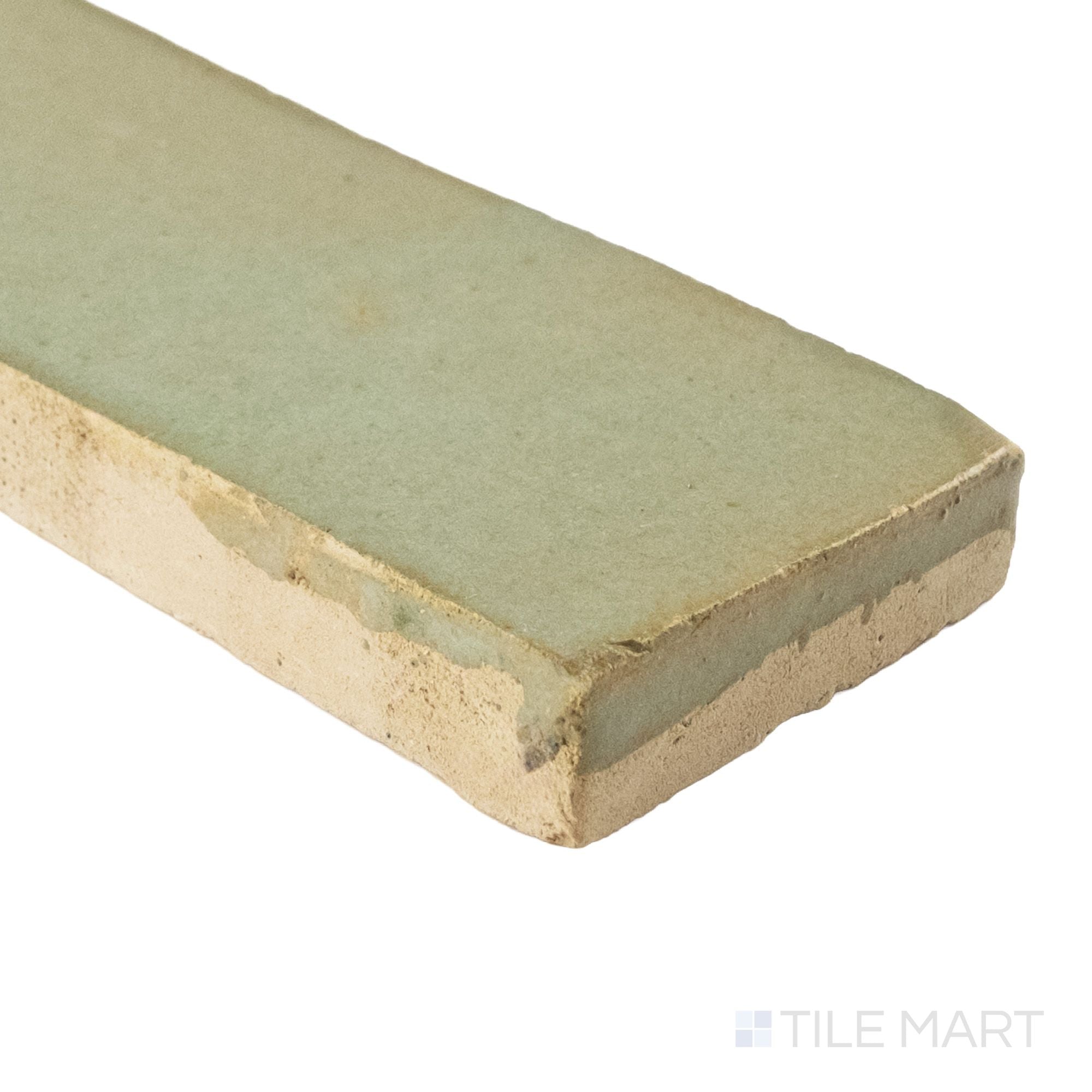 Zellige Classique Mint Tea 2X6 Glossy Terracotta Subway Hand Cut