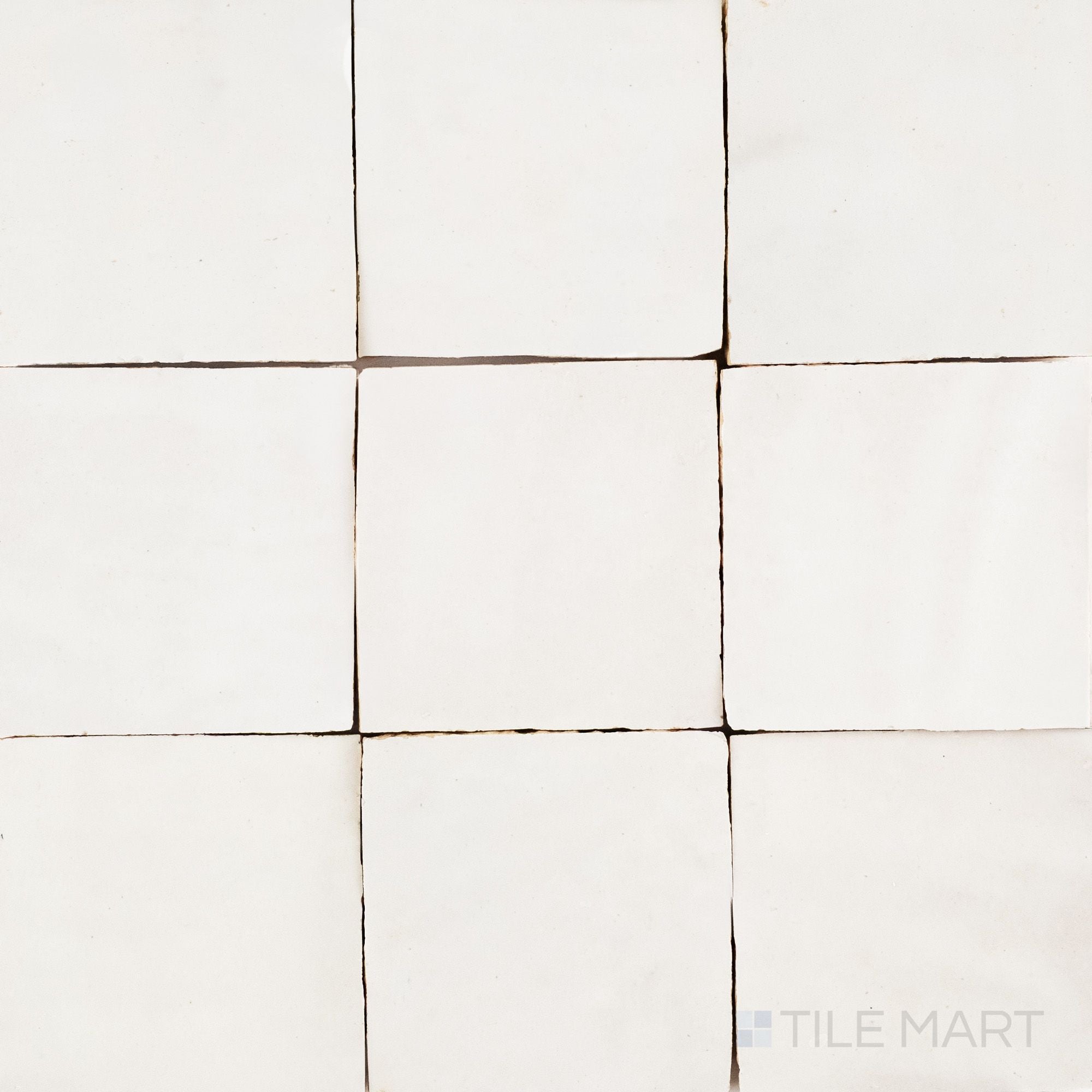 Zellige Classique Atlas White 4X4 Glossy Terracotta Hand Cut Tile