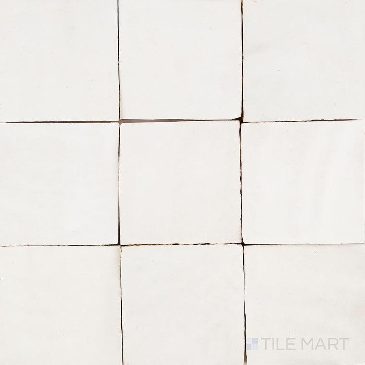Zellige Classique Atlas White 4X4 Glossy Terracotta Hand Cut Tile