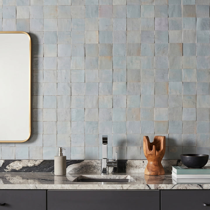 Zellige Classique Gris Perle 4X4 Glossy Terracotta Hand Cut Tile