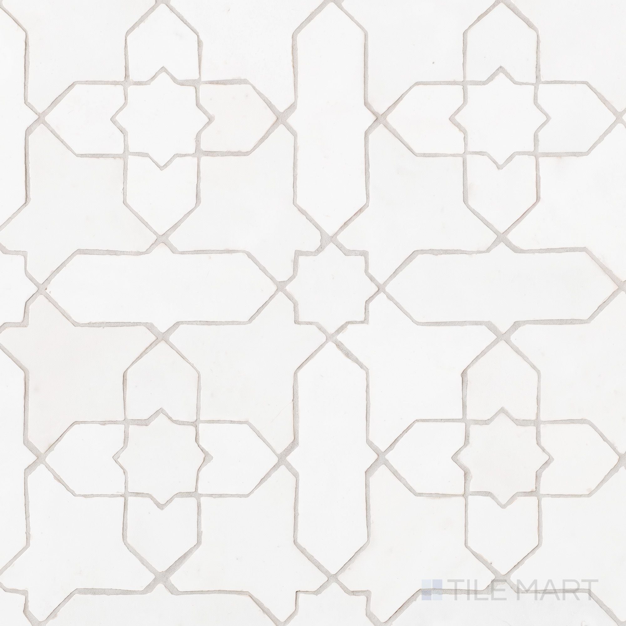 Zellige Classique Atlas White Starburst Glossy Terracotta Hand Cut Mos