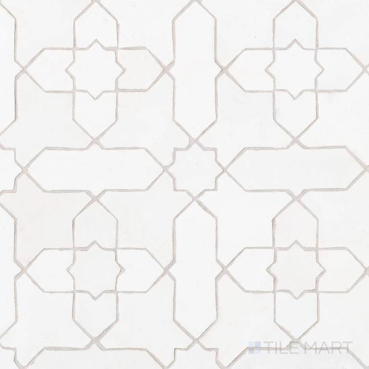 Zellige Classique Atlas White Starburst Glossy Terracotta Hand Cut Mosaic