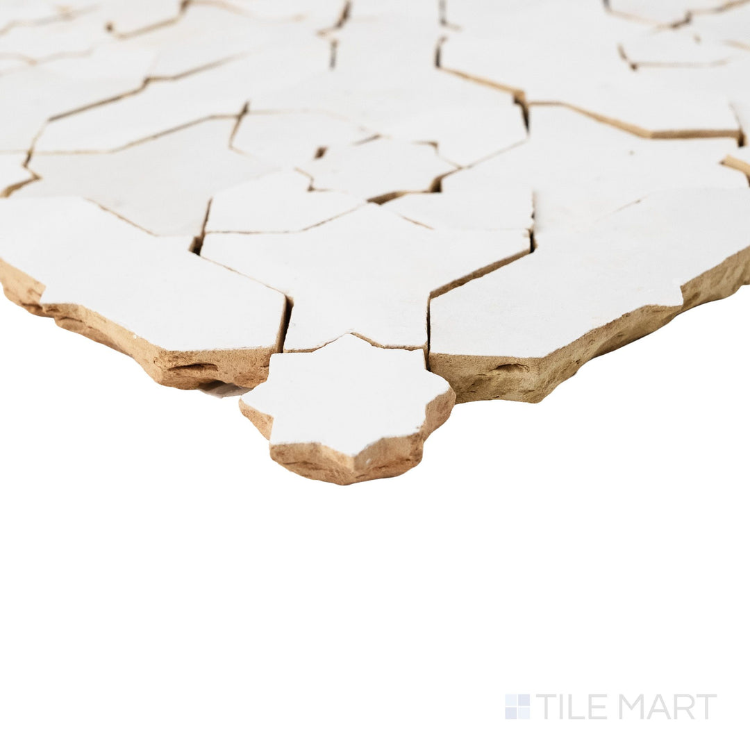 Zellige Classique Atlas White Starburst Glossy Terracotta Hand Cut Mosaic