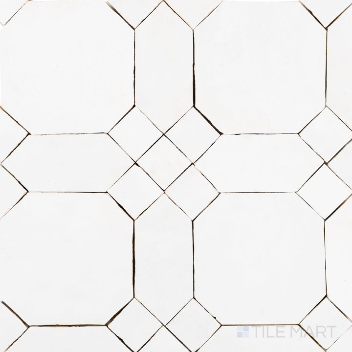 Zellige Classique Atlas White Art Glossy Terracotta Hand Cut Mosaic