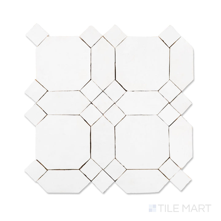 Zellige Classique Atlas White Art Glossy Terracotta Hand Cut Mosaic