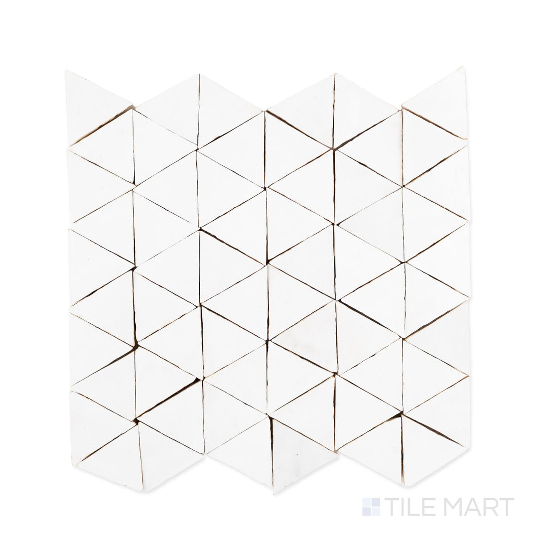 Zellige Classique Atlas White Triangle Glossy Terracotta Hand Cut Mosaic