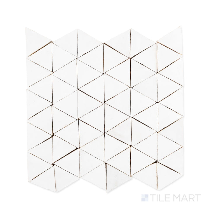 Zellige Classique Atlas White Triangle Glossy Terracotta Hand Cut Mosaic