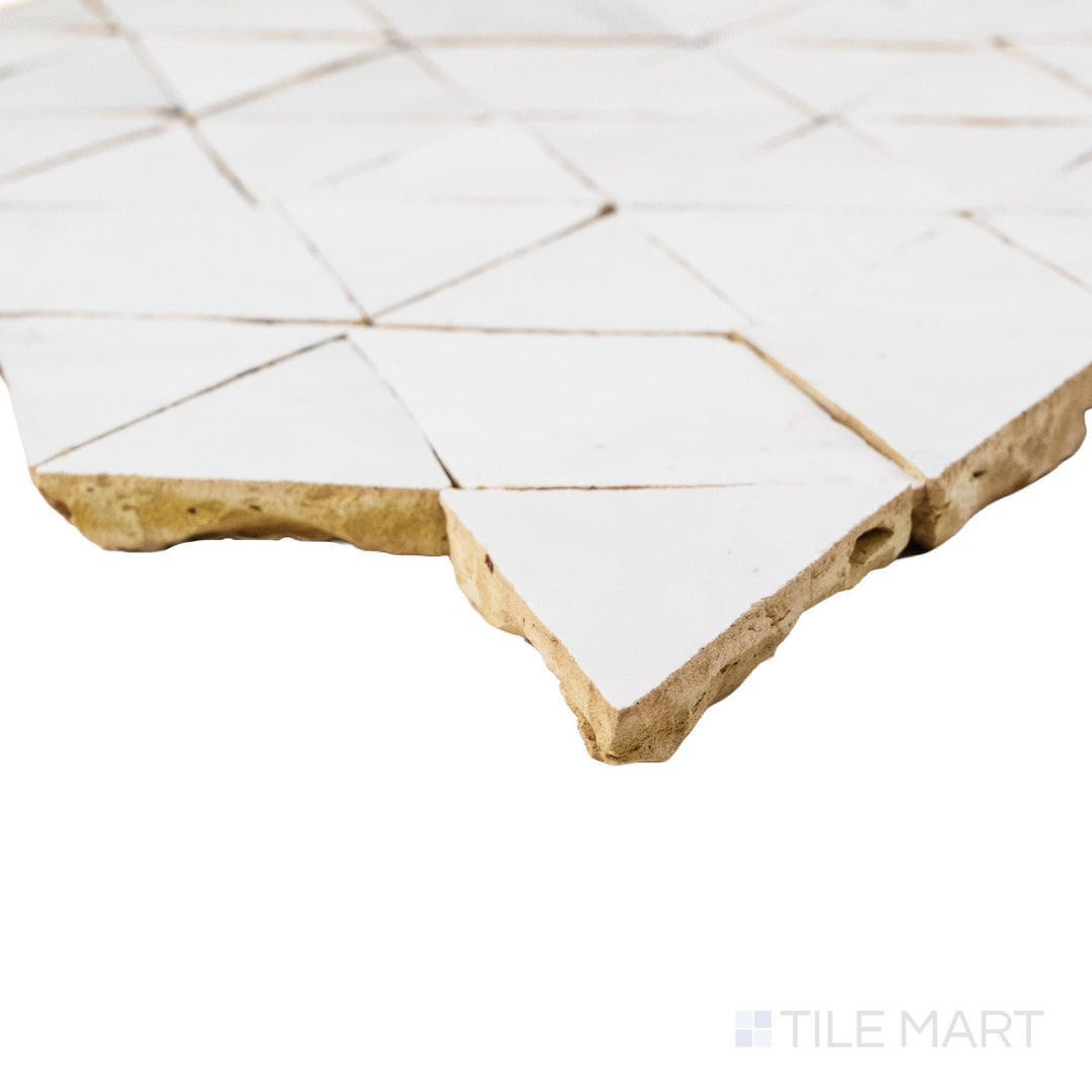 Zellige Classique Atlas White Triangle Glossy Terracotta Hand Cut Mosaic