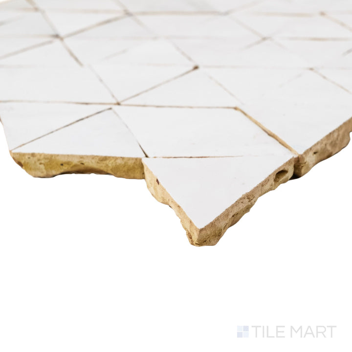 Zellige Classique Atlas White Triangle Glossy Terracotta Hand Cut Mosaic
