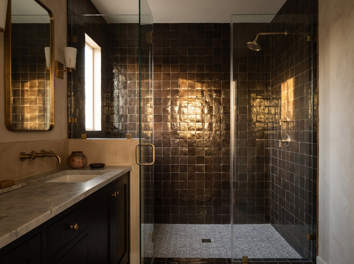 Zellige Bespoke Espresso Noire 4X4 Glossy Terracotta Hand Cut Tile