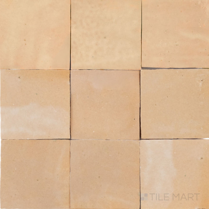 Zellige Bespoke Nomad Sand 4X4 Glossy Terracotta Hand Cut Tile
