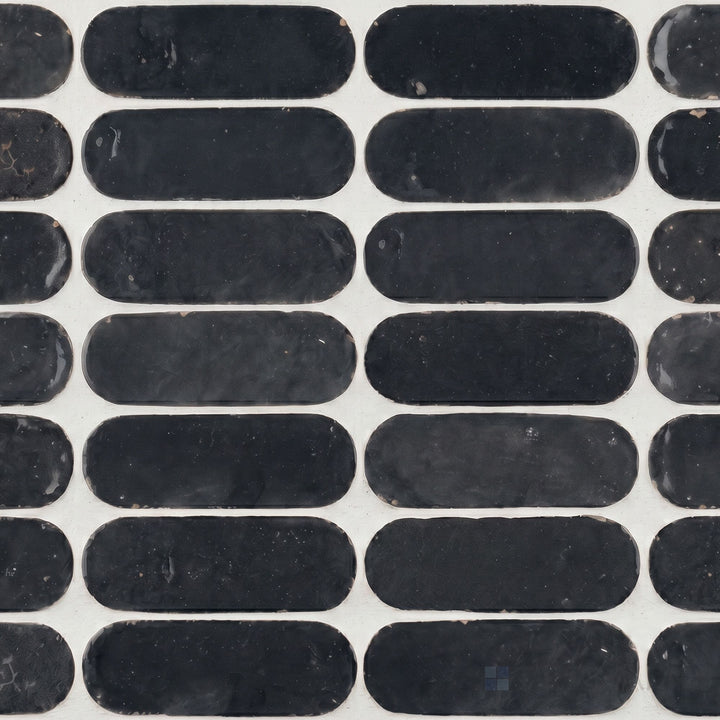 Zellige Bespoke Indigo Mist 2X6 Long Oval Glossy Terracotta Subway Hand Cut Tile