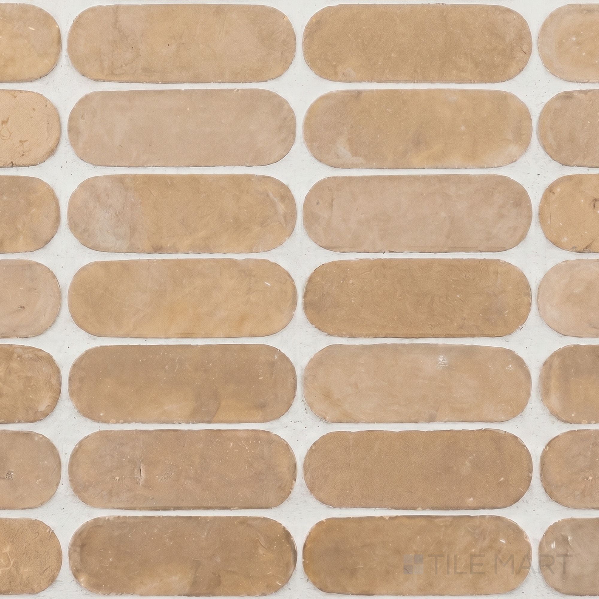 Zellige Bespoke Nomad Sand 2X6 Long Oval Glossy Terracotta Subway Hand