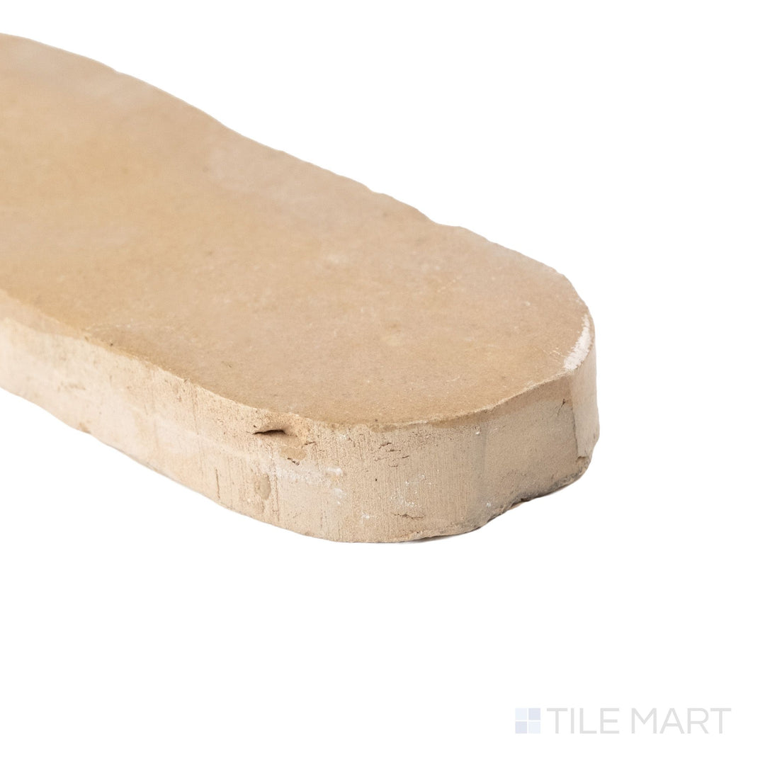 Zellige Bespoke Nomad Sand 2X6 Long Oval Glossy Terracotta Subway Hand Cut Tile