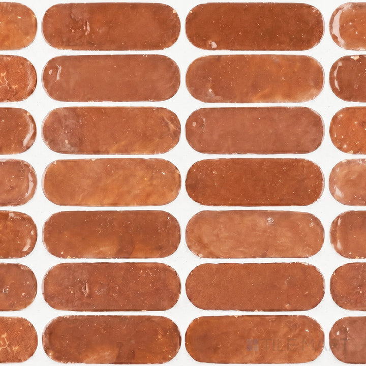 Zellige Bespoke Sundried Clay 2X6 Long Oval Glossy Terracotta Subway Hand Cut Tile