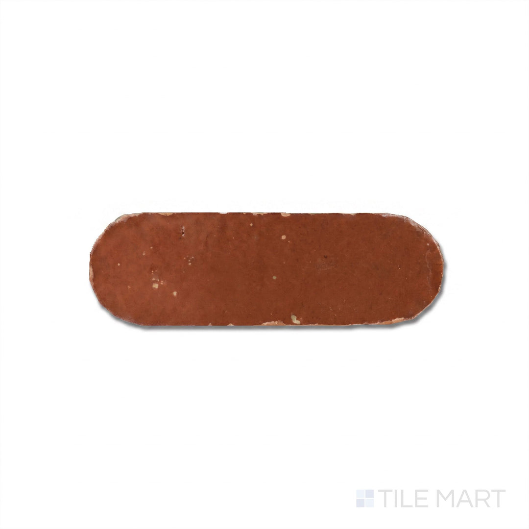 Zellige Bespoke Sundried Clay 2X6 Long Oval Glossy Terracotta Subway Hand Cut Tile
