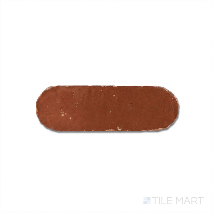Zellige Bespoke Sundried Clay 2X6 Long Oval Glossy Terracotta Subway Hand Cut Tile