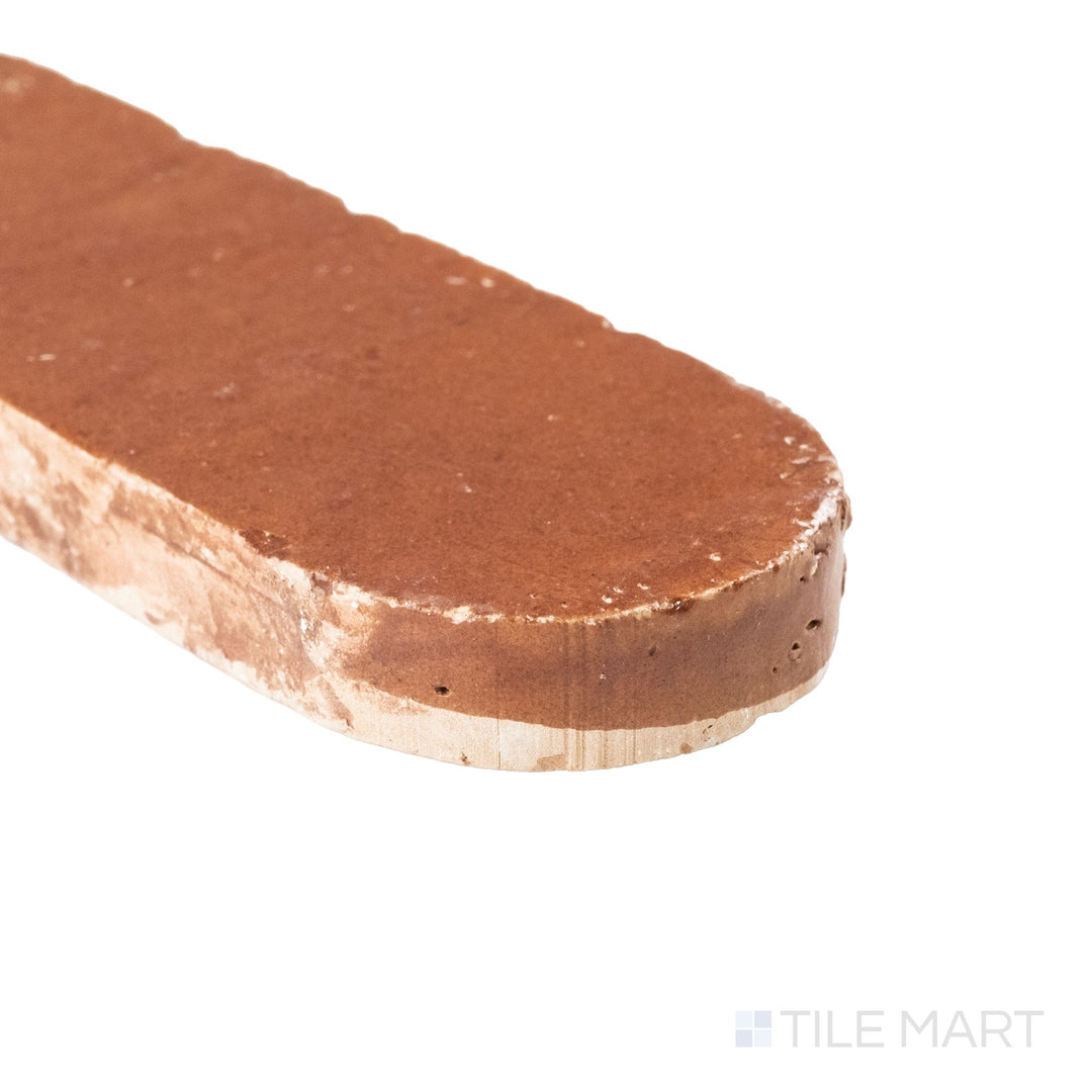 Zellige Bespoke Sundried Clay 2X6 Long Oval Glossy Terracotta Subway Hand Cut Tile
