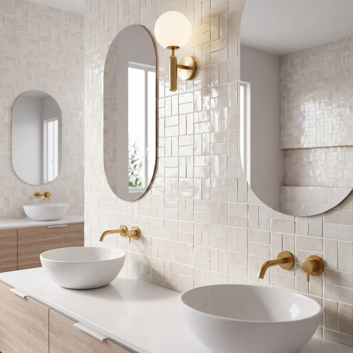 Zellige Bespoke Desert Pearl 2X2 Crosshatch Glossy Terracotta Hand Cut Mosaic