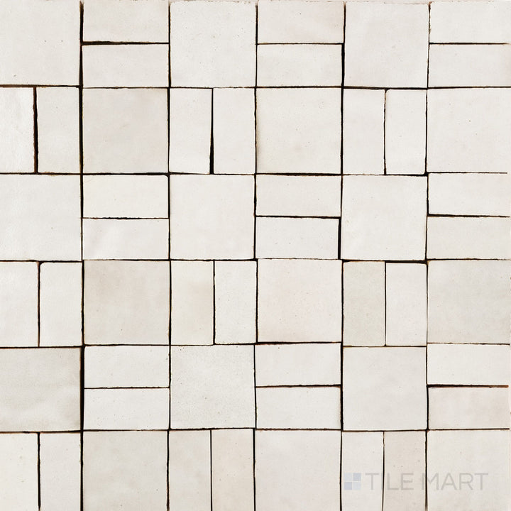 Zellige Bespoke Desert Pearl 2X2 Crosshatch Glossy Terracotta Hand Cut Mosaic