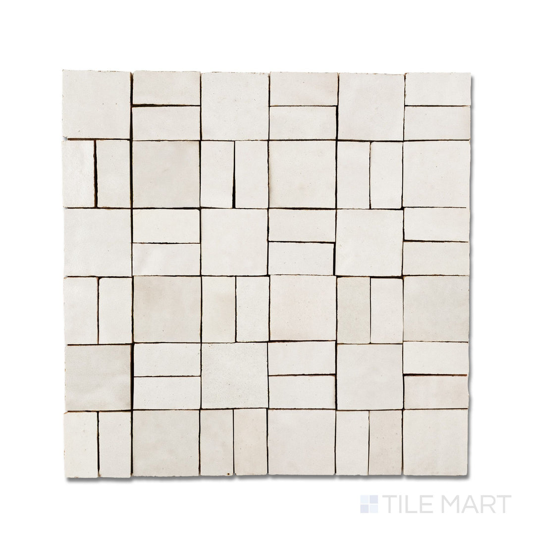 Zellige Bespoke Desert Pearl 2X2 Crosshatch Glossy Terracotta Hand Cut Mosaic