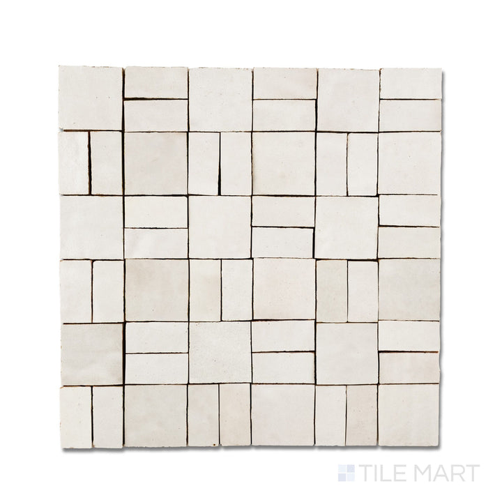 Zellige Bespoke Desert Pearl 2X2 Crosshatch Glossy Terracotta Hand Cut Mosaic