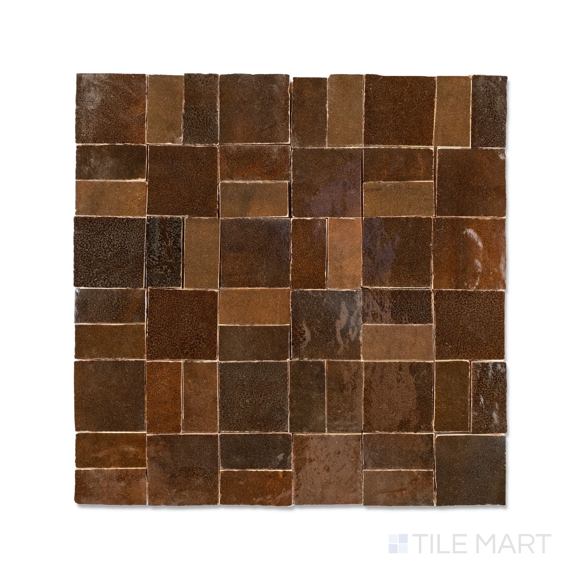 Zellige Bespoke Espresso Noire 2X2 Crosshatch Glossy Terracotta Hand C