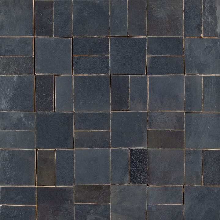 Zellige Bespoke Indigo Mist 2X2 Crosshatch Glossy Terracotta Hand Cut Mosaic