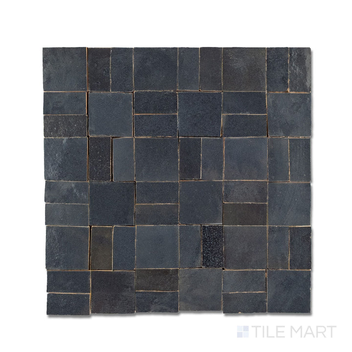 Zellige Bespoke Indigo Mist 2X2 Crosshatch Glossy Terracotta Hand Cut Mosaic