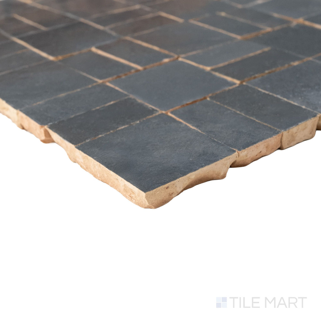Zellige Bespoke Indigo Mist 2X2 Crosshatch Glossy Terracotta Hand Cut Mosaic