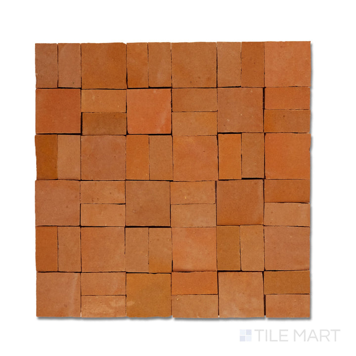 Zellige Bespoke Sundried Clay 2X2 Crosshatch Glossy Terracotta Hand Cut Mosaic