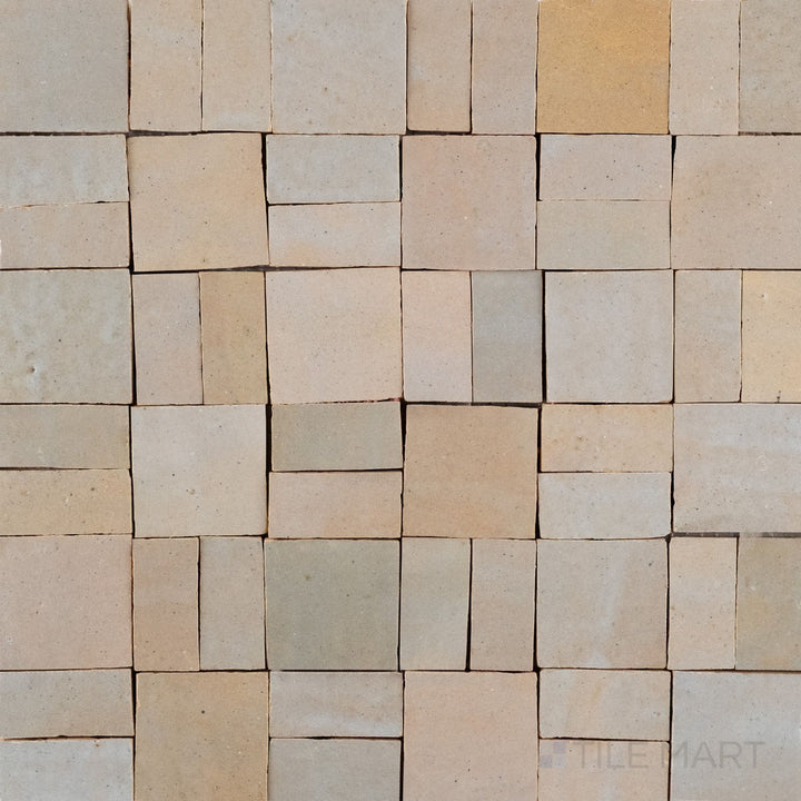 Zellige Bespoke Twilight Bloom 2X2 Crosshatch Glossy Terracotta Hand Cut Mosaic