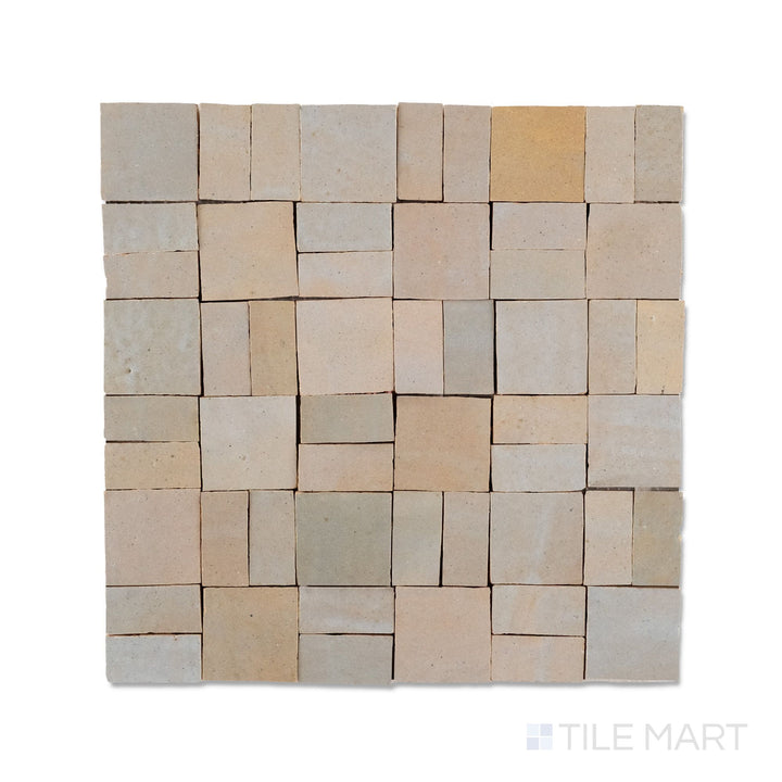 Zellige Bespoke Twilight Bloom 2X2 Crosshatch Glossy Terracotta Hand Cut Mosaic