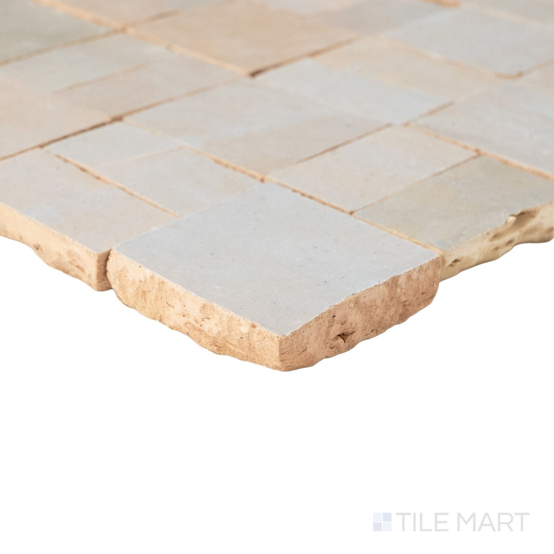 Zellige Bespoke Twilight Bloom 2X2 Crosshatch Glossy Terracotta Hand Cut Mosaic