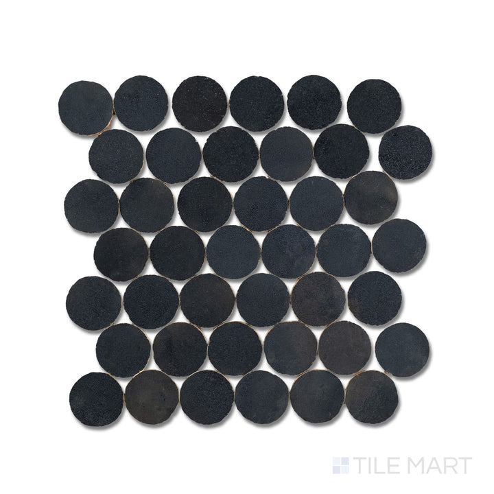 Zellige Bespoke Indigo Mist 2" Circle Glossy Terracotta Hand Cut Mosaic