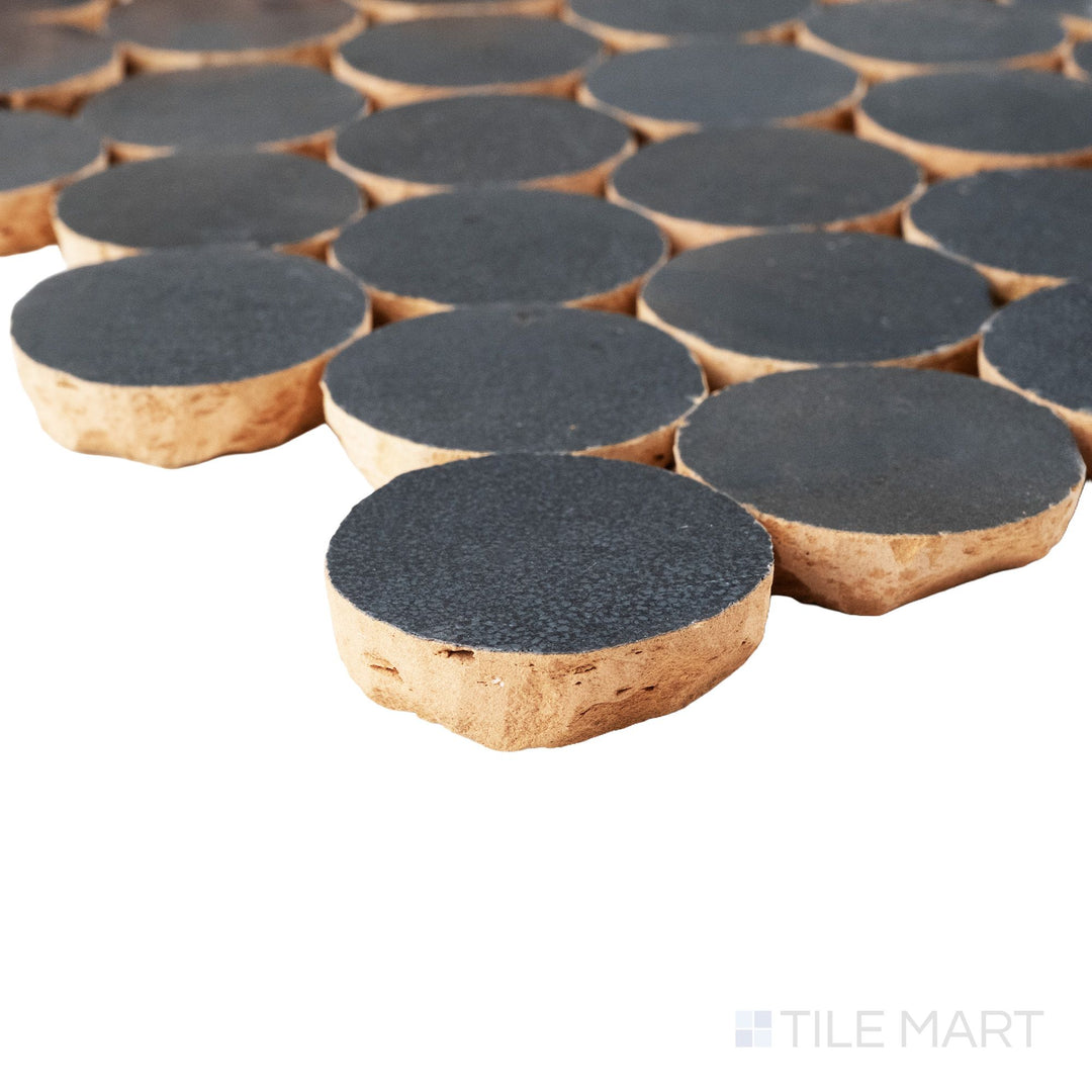 Zellige Bespoke Indigo Mist 2" Circle Glossy Terracotta Hand Cut Mosaic