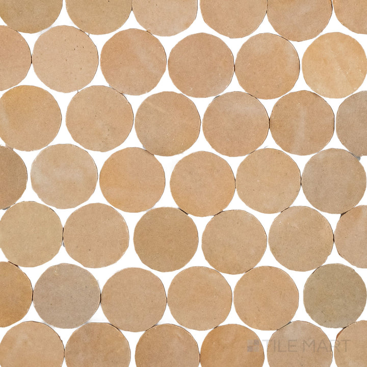 Zellige Bespoke Nomad Sand 2" Circle Glossy Terracotta Hand Cut Mosaic
