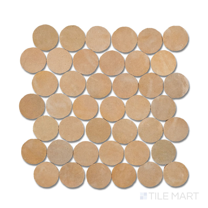 Zellige Bespoke Nomad Sand 2" Circle Glossy Terracotta Hand Cut Mosaic