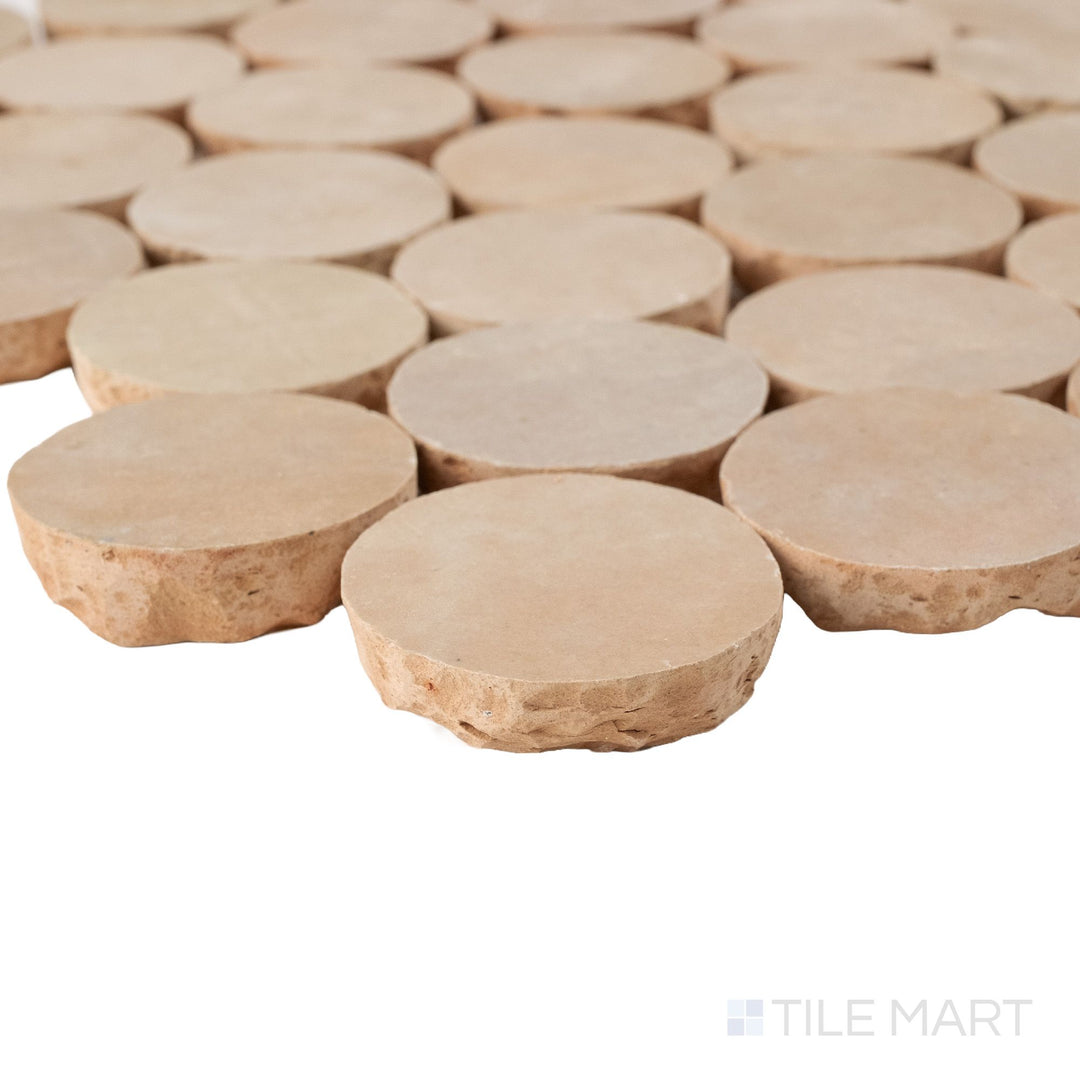 Zellige Bespoke Nomad Sand 2" Circle Glossy Terracotta Hand Cut Mosaic