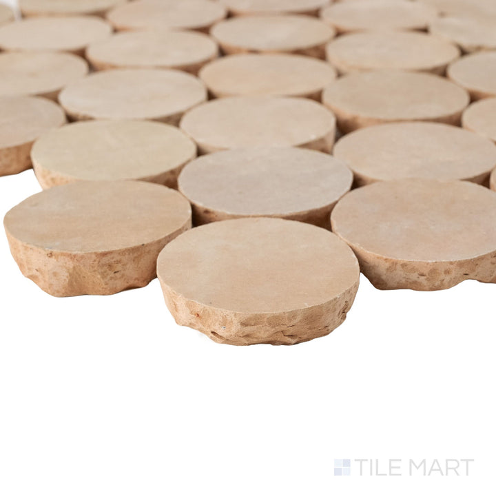 Zellige Bespoke Nomad Sand 2" Circle Glossy Terracotta Hand Cut Mosaic