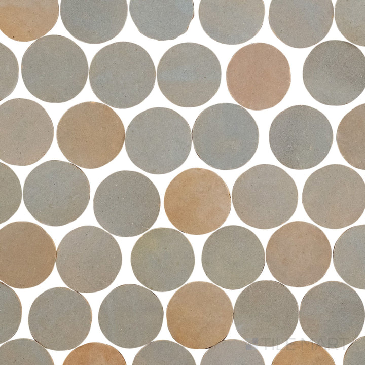 Zellige Bespoke Twilight Bloom 2" Circle Glossy Terracotta Hand Cut Mosaic