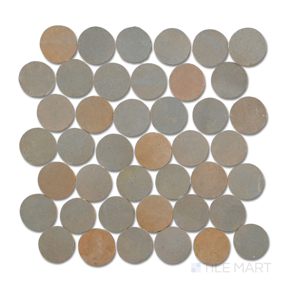 Zellige Bespoke Twilight Bloom 2" Circle Glossy Terracotta Hand Cut Mosaic