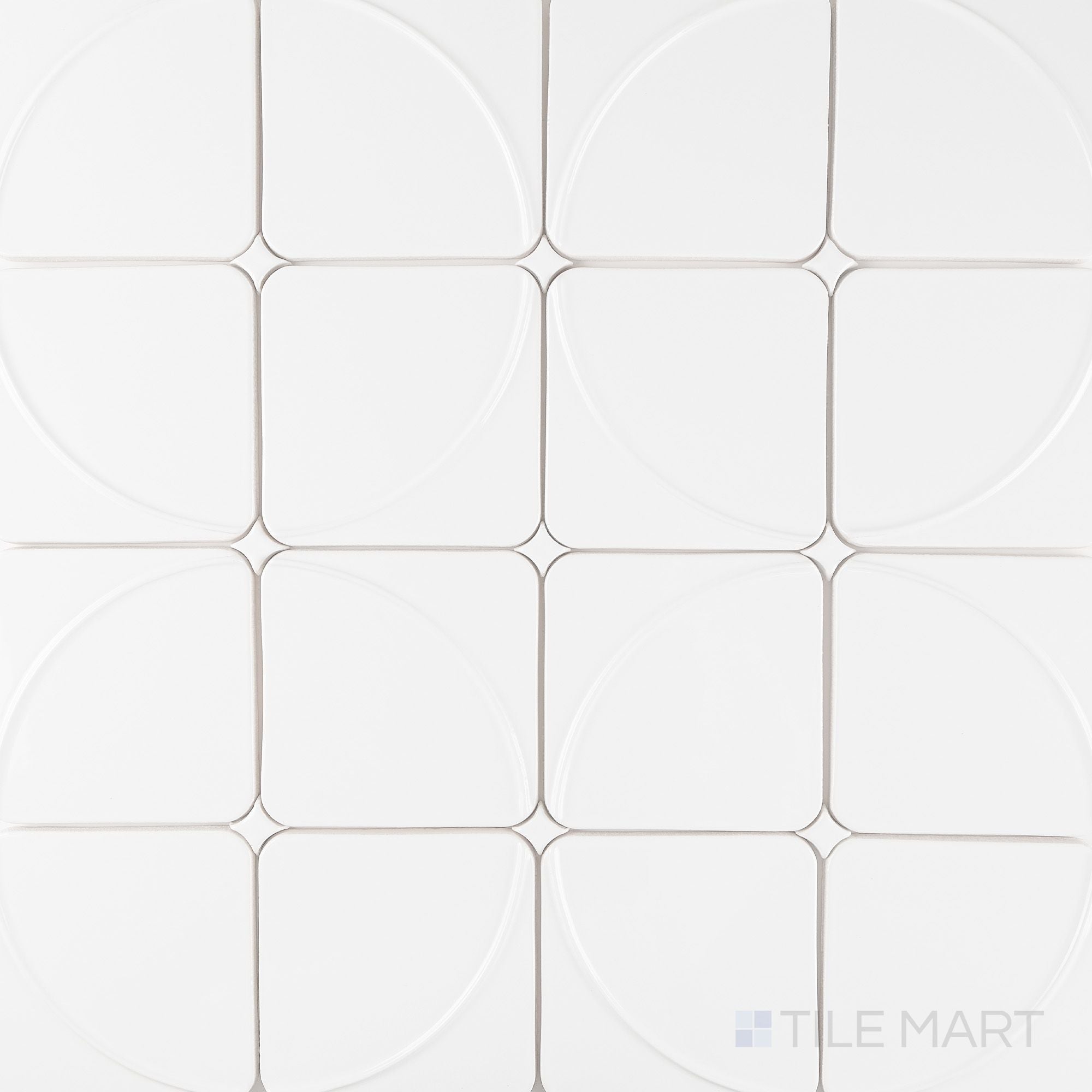 グラデーションホワイト　スリーブ　国家シンボル　6種セット Curves Mandala Ice 6X6 Glossy Ceramic Tile | Tilemart