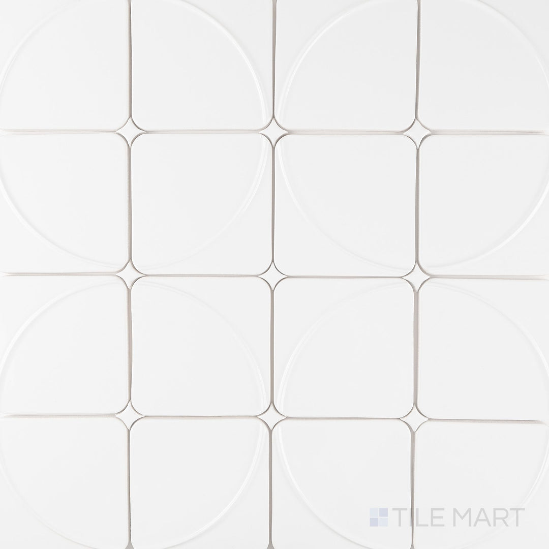 Complete layout of Curves Mandala Ice 6x6 glossy ceramic tile featuring icy tones and detailed mandala design