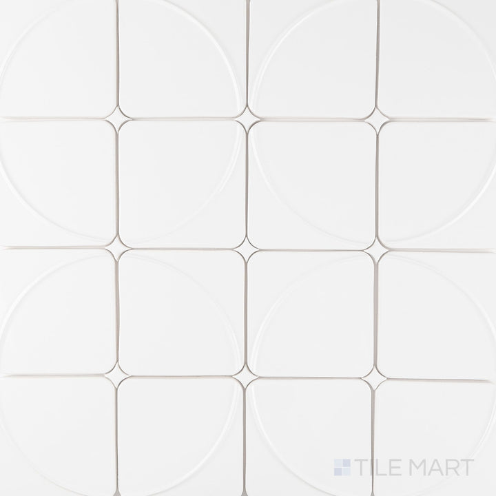 Complete layout of Curves Mandala Ice 6x6 glossy ceramic tile featuring icy tones and detailed mandala design
